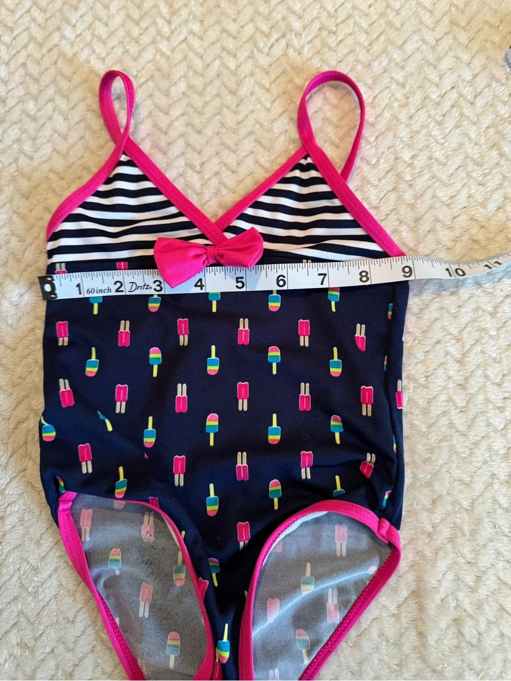 Wippette Navy One-Piece Swimsuit with Hot Pink Trim and‎ Popsicle Print